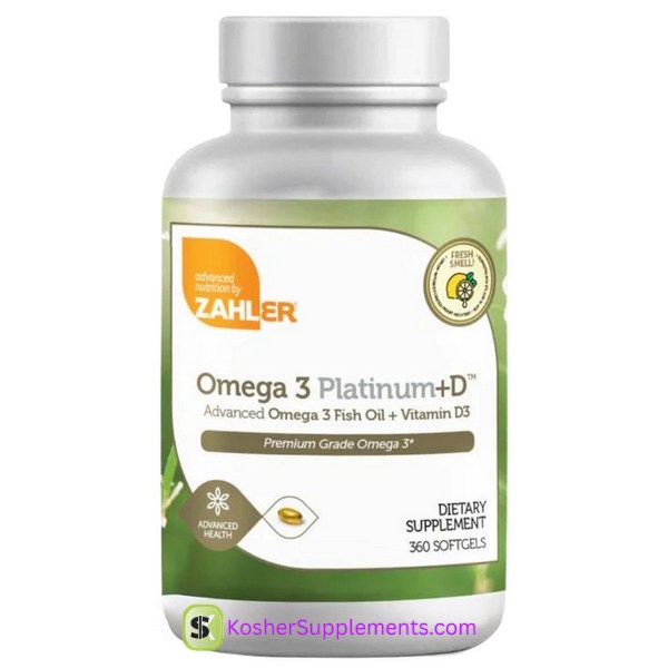 Zahler Omega 3 Platinum +D 360 Softgels Premium Omega 3 Kosher Vitamins